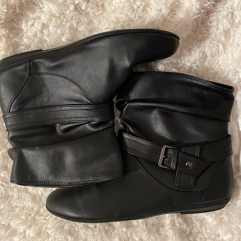 Black leather ankle boots